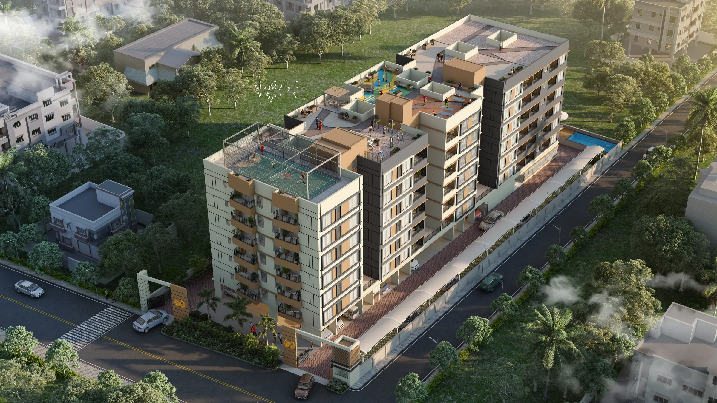 Aerial view of Pristine 60, artist's impression